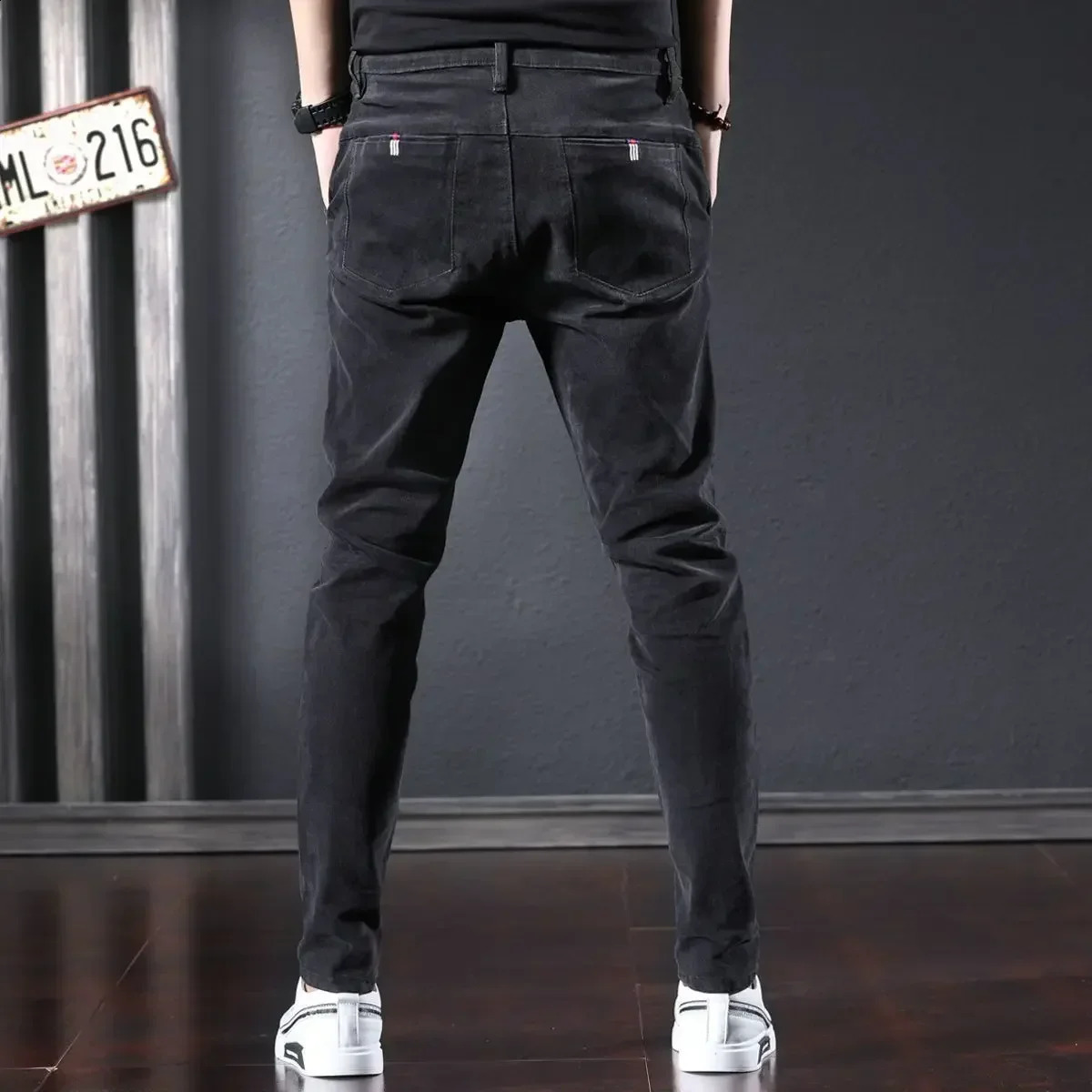 Trousers Work Wear Man Cowboy Pants With Pockets Mens Jeans Stretch Elastic Skinny Casual Slim Fit Tight Pipe Stylish Xs 240819