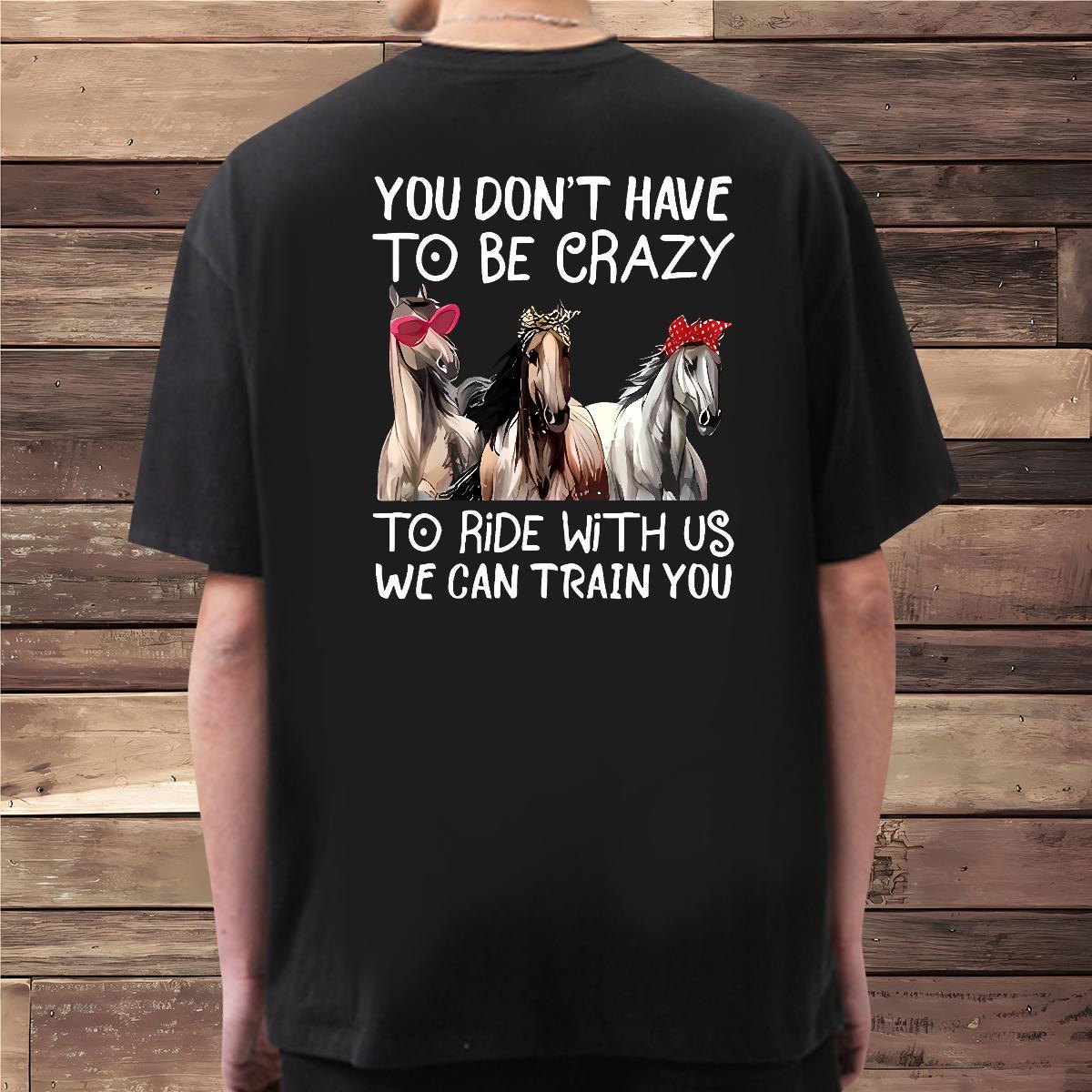Classic T-Shirts horse Pure Cotton Street Casual Black Oversized 230g Pure Cotton Men Tshirts Fashion Casual Tops