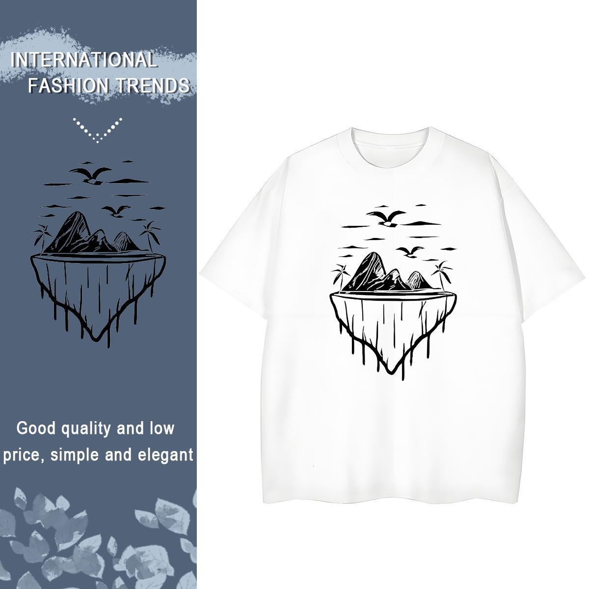 New Couples T Shirts Outdoor Crew Neck Breathable Tshirts Popular 230g Pure Cotton mountains Custom Print Oversized T-Shirts for Women