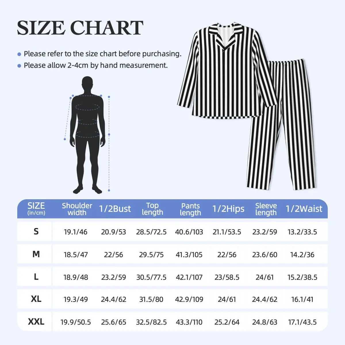 Black and white striped pajamas with spring vertical line printing casual oversized pajamas set mens long sleeved fashionable home setW240719