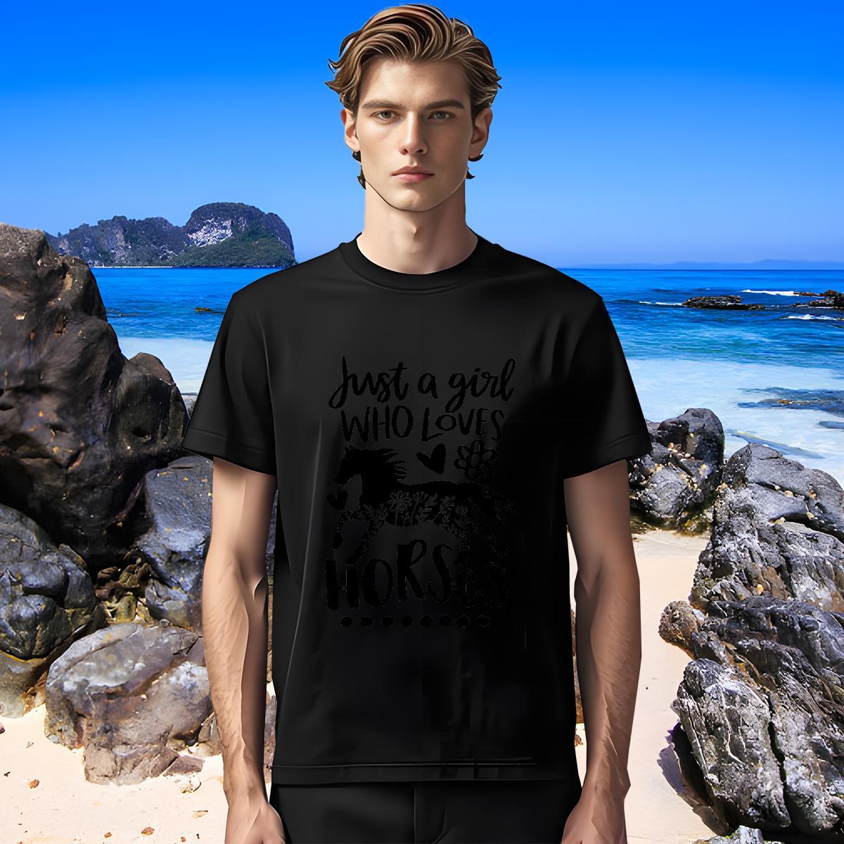 Brand T shirt horse O-Neck Short Sleeve Casual Beach Customized 230g Pure Cotton Tshirts Free Shipping Tees Shirts