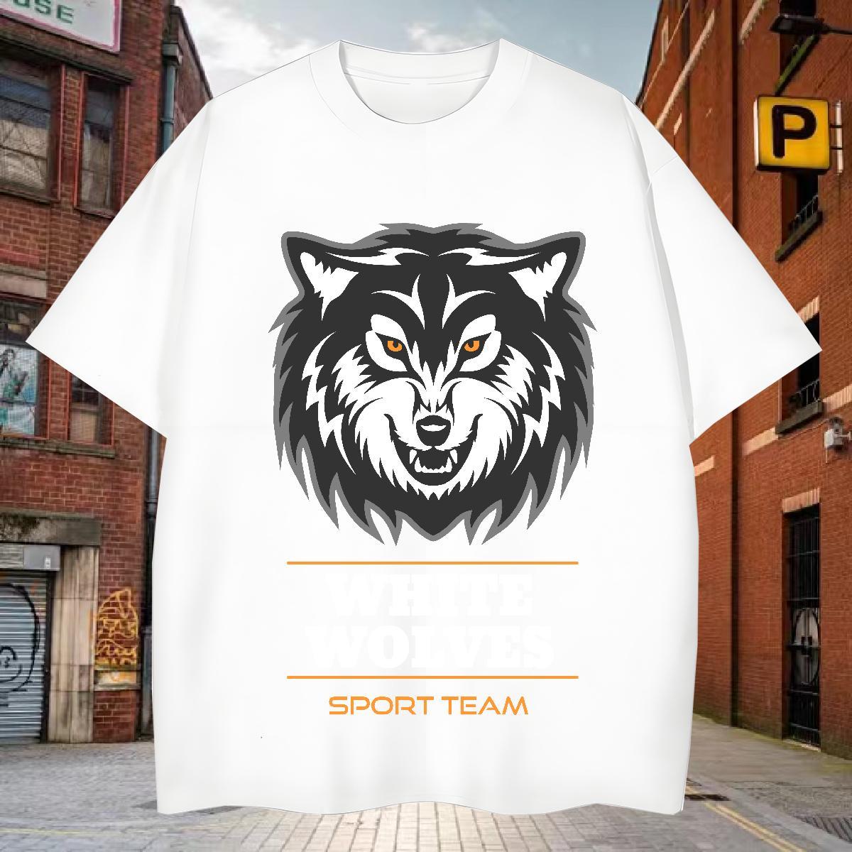 T Shirts Men 230g Cotton wolf Summer Casual Breathable Short Sleeve Anime Men Tops Tees New Arrival Classic Tops Shirt