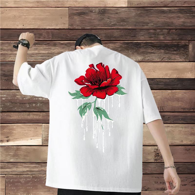 2024 Designer Men Tops Tees flower Daily Outfit 100% Cotton 230g Tee Shirt O Neck Short Sleeves TOP Quality T Shirt For Man Oversized 3XL 4XL
