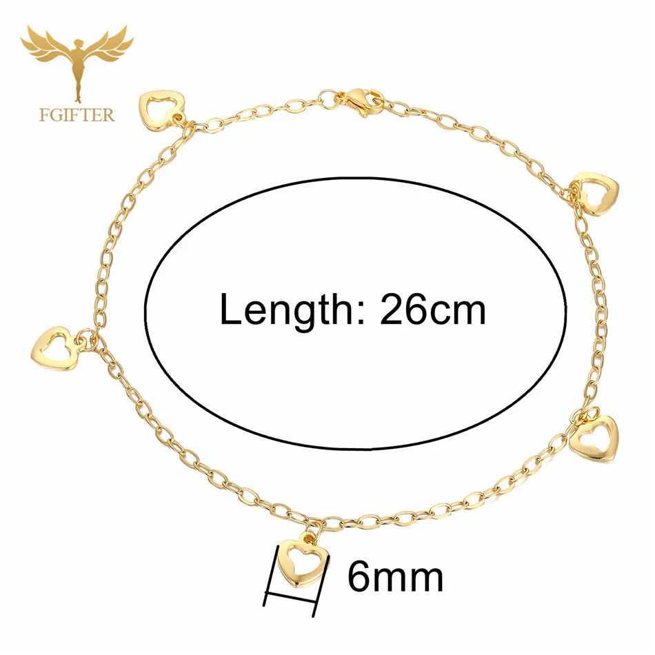 Fashion Womens Ankle Pendant Love Heart shaped Foot Bracelet Stainless Steel Chain Link Jewelry Accessories Gold Gift W240815