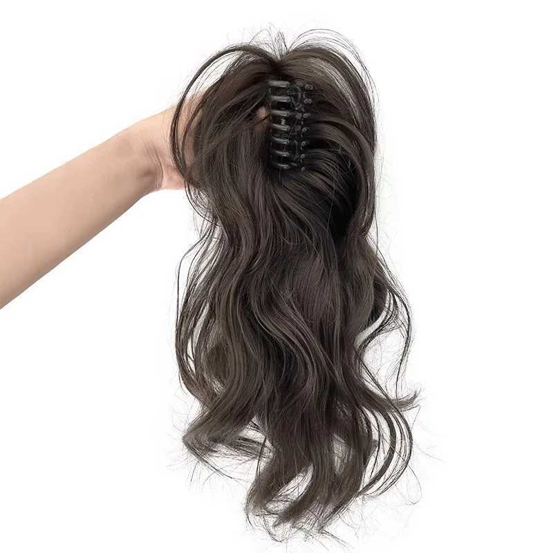 Female wig long hair lamp no shedding feeling grab bucket clip high ponytail simulating natural long curly ponytail W240817