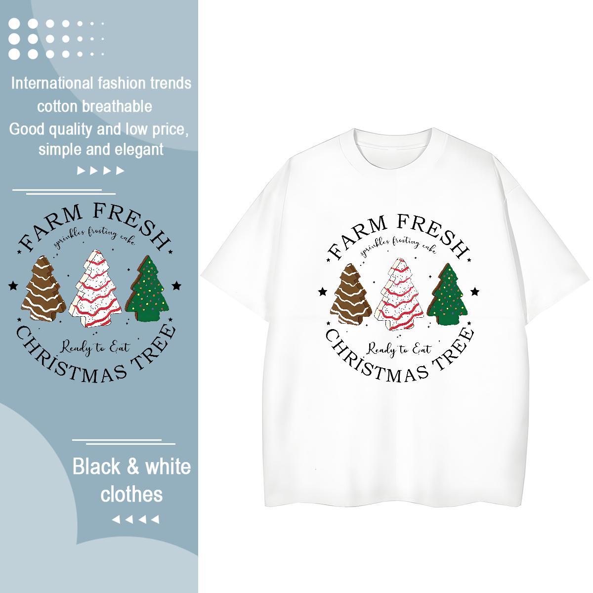 Classic T Shirt For Man christmas trees Breathable Soft Street Casual Custom Cartoon 230g Pure Cotton Men Tops Tees Designer Clothings