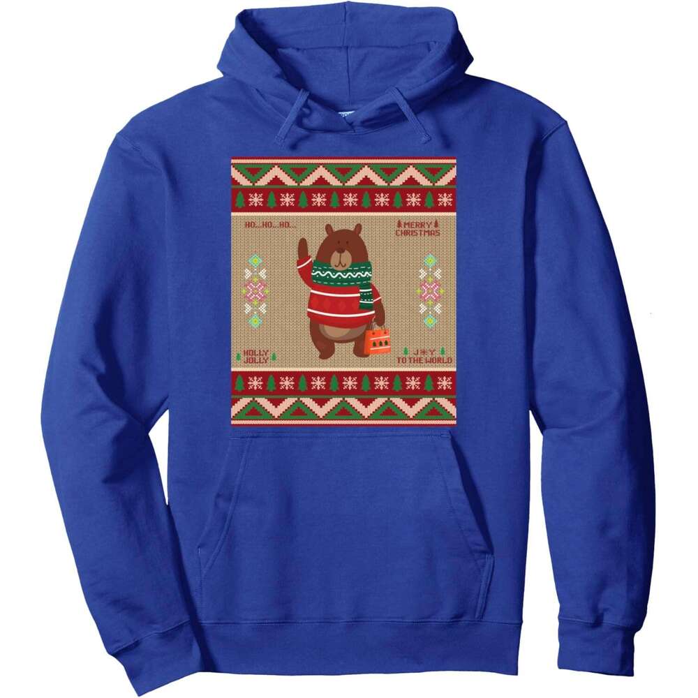 Hoodie for Mens Womens New Year Christmas Bear Cartoon Cheer Graphic Design Anime Pullover Hoodie Hoodies sweatshirt pullover jacket Long sleeve