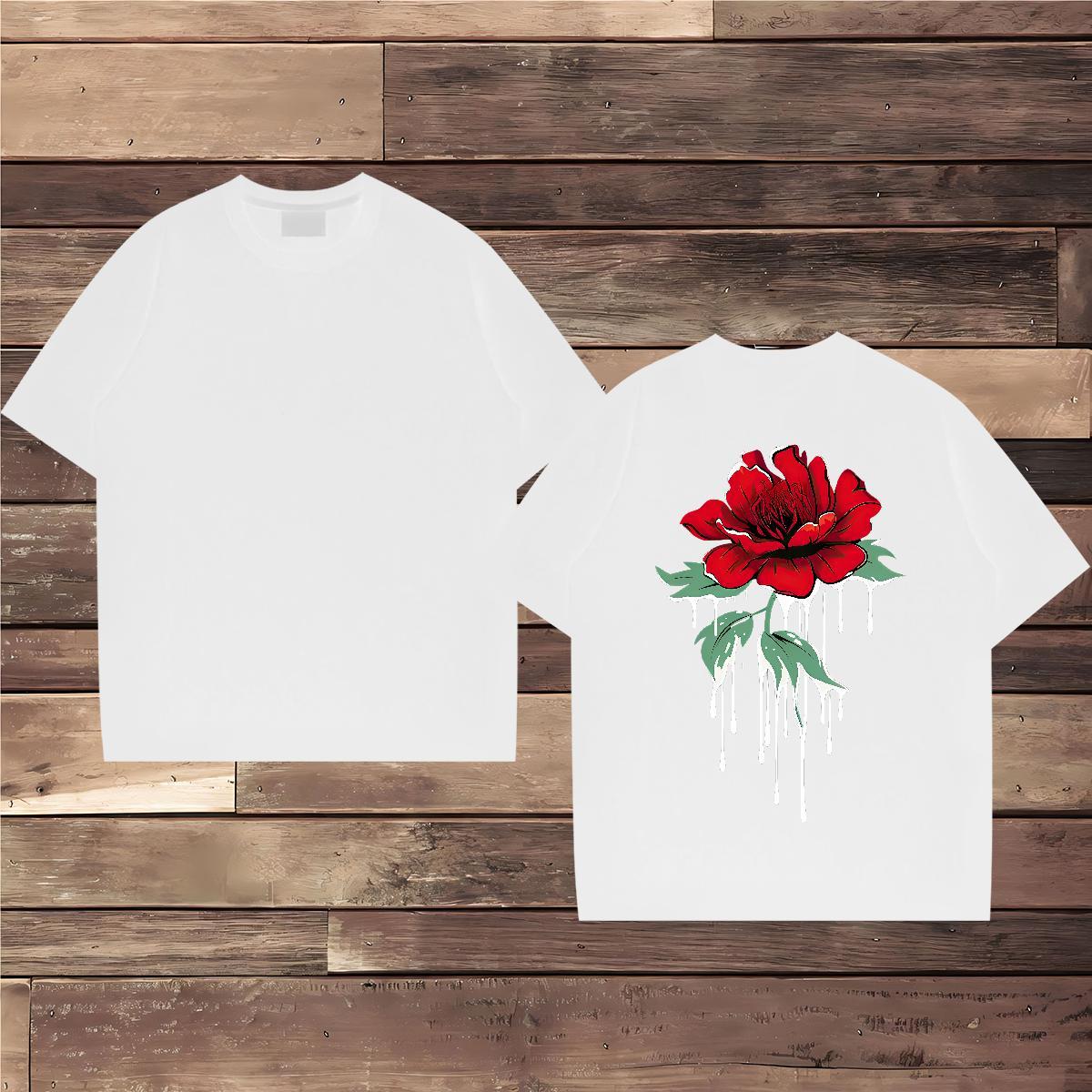 2024 Designer Men Tops Tees flower Daily Outfit 100% Cotton 230g Tee Shirt O Neck Short Sleeves TOP Quality T Shirt For Man Oversized 3XL 4XL