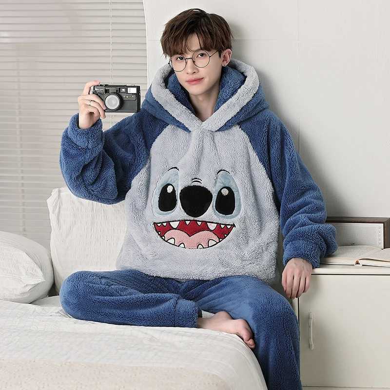 Mens plus size mens sleepwear set winter thick coral velvet soft sleepwear casual sports chubby hot pantsW240719