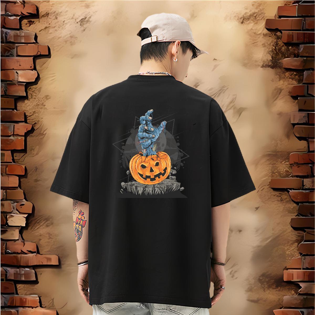 2024 New Men Tops Tees Halloween Street Casual 100% Cotton 230g Clothings Breathable Short Sleeve High Quality T shirt Graphic