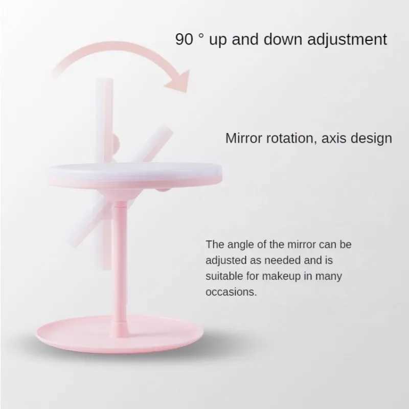 New Makeup Mirror with Led Light USB Mirrors Portable Desk Vanity Mirror Touch Screen Adjustable Tricolor HD Light Natural Light Y240819