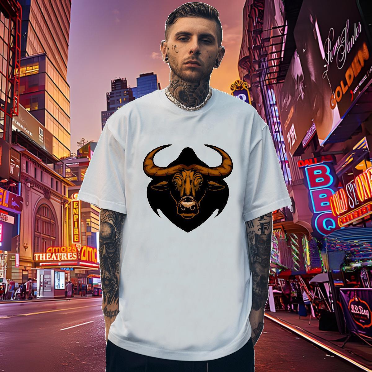 Free Shipping T shirt bull Pure Cotton Hip Hop Street Custom Print Plus Size 230g Pure Cotton Men Clothes T-Shirt New Designer Tops Tees