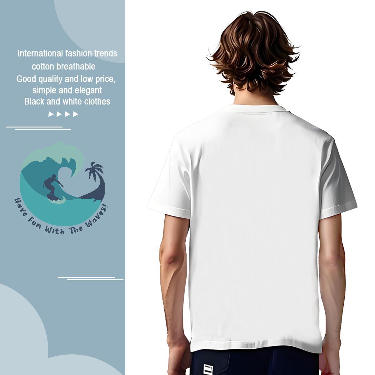 TOP Quality sea 230g 100% Cotton Men Tees Casual Breathable Short Sleeve T-Shirts for Men Stylist Plus Size Cartoon Tops Tees