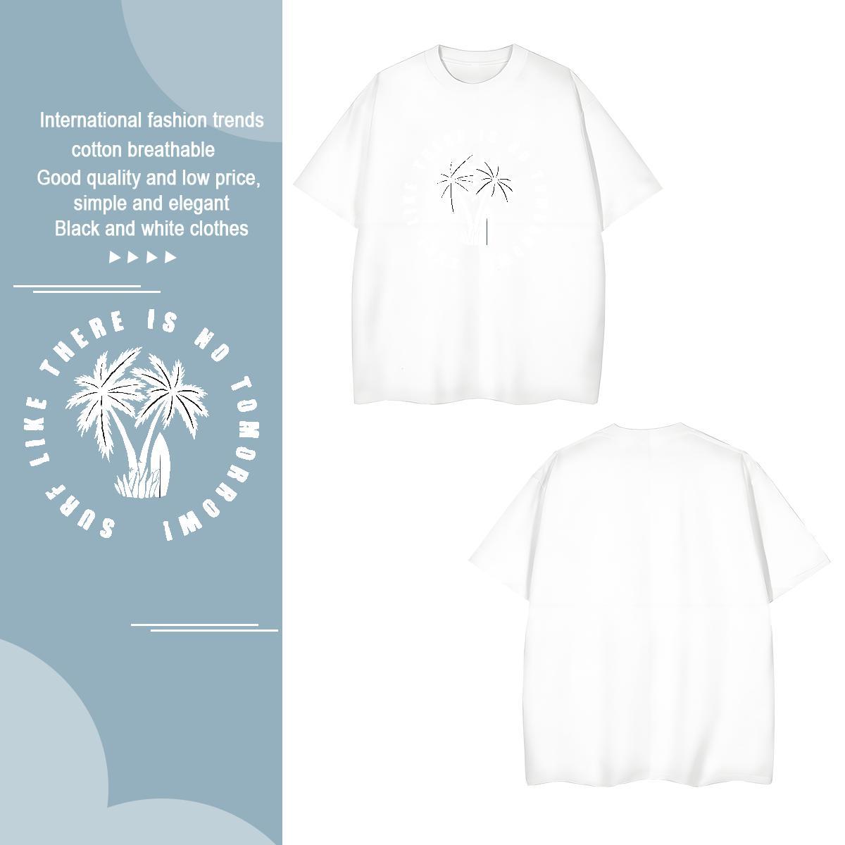 Loose Fit beach 230g 100% Cotton Couples T Shirts Casual Crew Neck Breathable Men T Shirts Wholesale Cartoon Printing L-4XL Wear