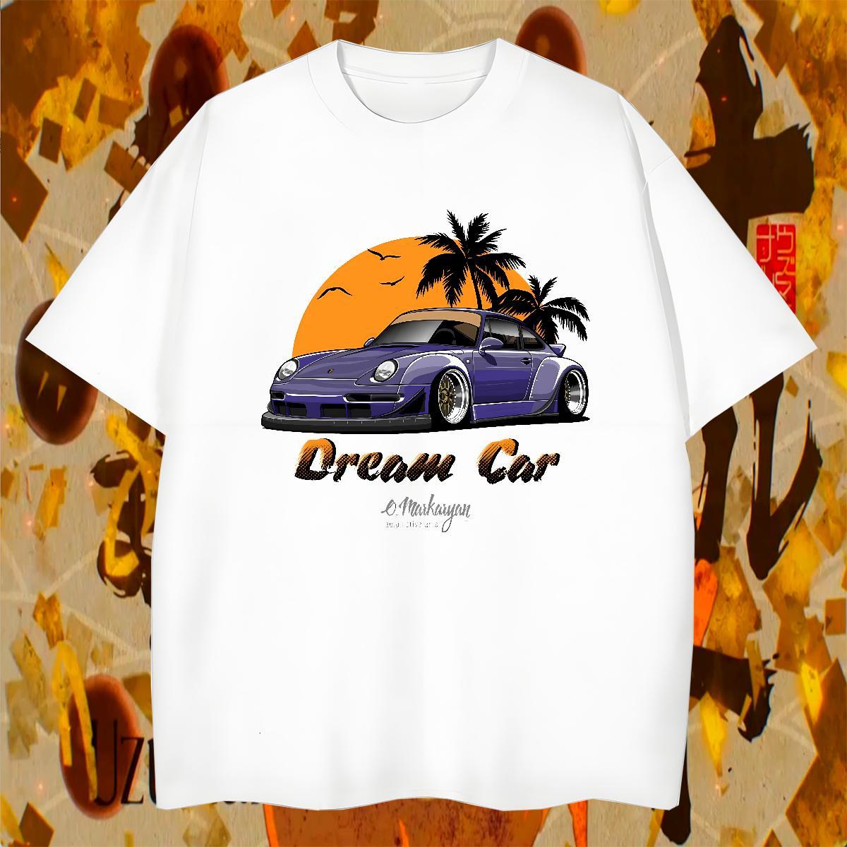 Brand car 230g Cotton Men Tshirts Casual Daily Wear Short Sleeve Soft T Shirts Men Classic Custom Print Oversized Clothes