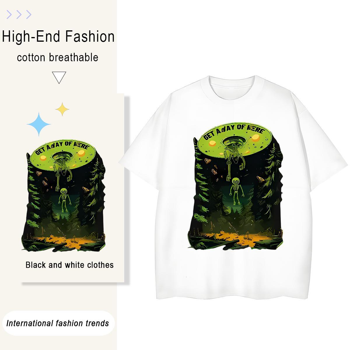 DIY Woman Tshirt Casual Daily Wear Breathable Crew Neck Tops Shirt Female 230g 100% Cotton ET Plus Size Cartoon T shirt