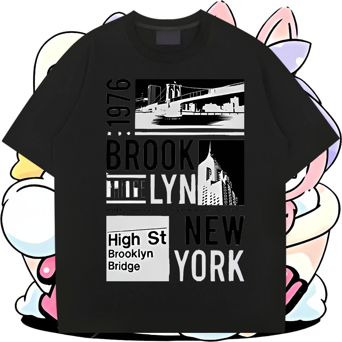 TOP Quality Men Tshirts Street 230g Cotton Anime Print Breathable New York T-Shirts New Designer Top Tees