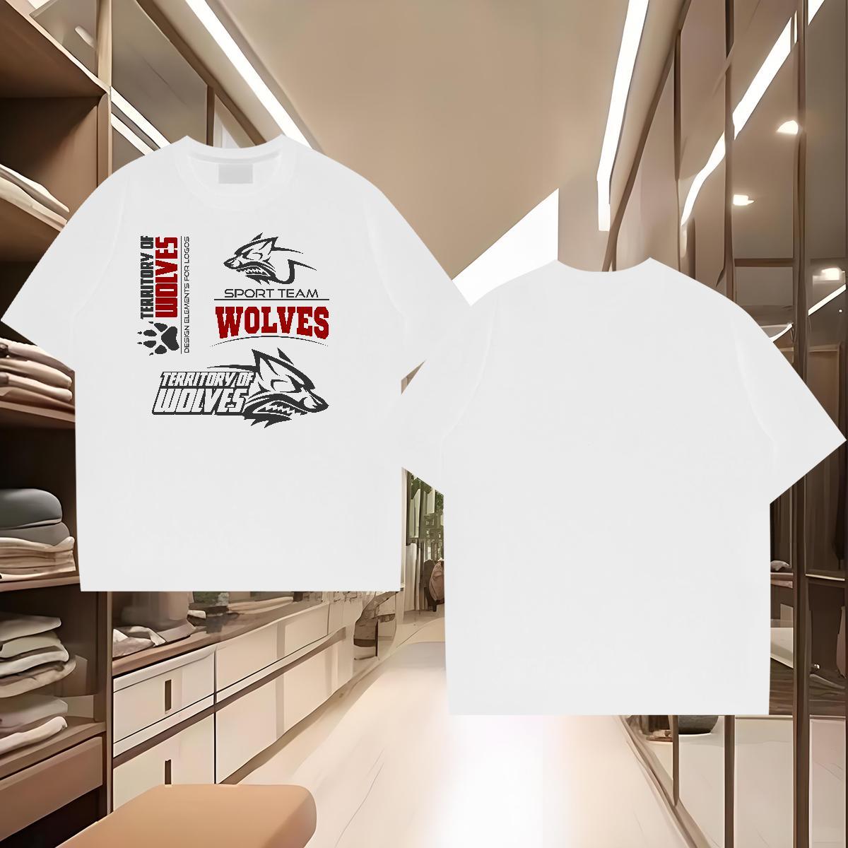Custom Couples T Shirts wolf Casual 230g 100% Cotton Polos Pure Cotton TOP Quality T Shirt For Man White Plus Size