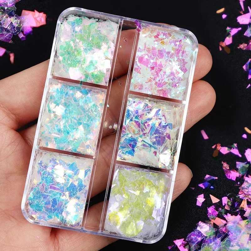 Nail Glitter Flakes Sequin Sparkly Silver Irregular Glass Paper Heart Nail Sequins DIY Gel Polish Manicure Nail Art DecorationsXJ240815