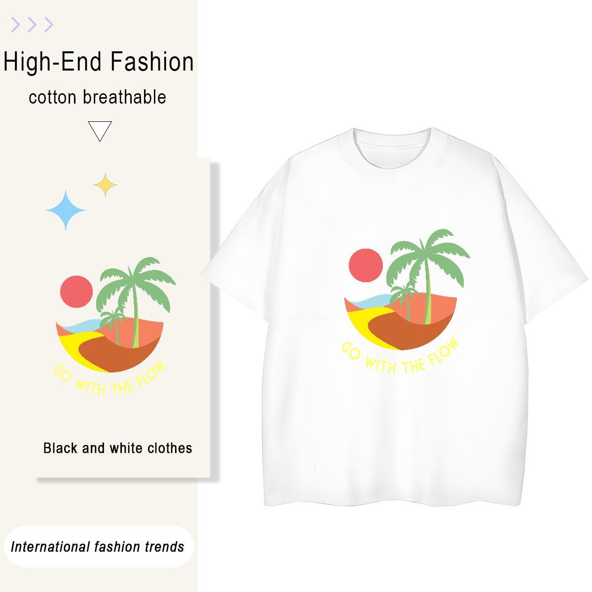 2024 DIY Lady T shirt Sports Street Wear O-Neck Short Sleeve Clothings Soft 230g Cotton wave Custom Printing Womens T Shirts