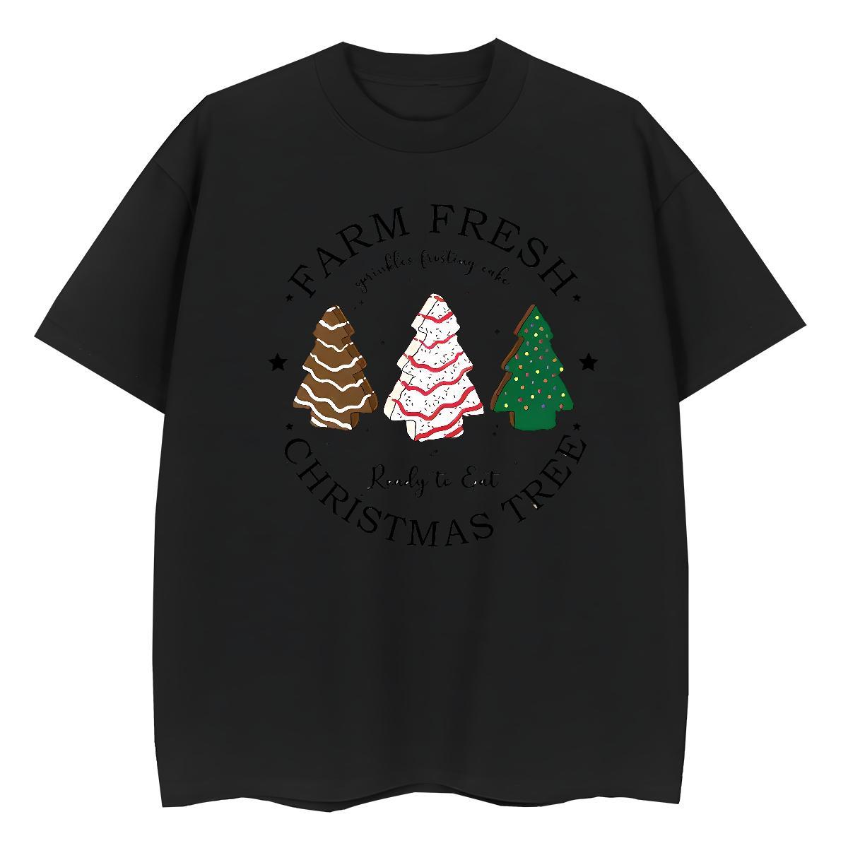 Classic T Shirt For Man christmas trees Breathable Soft Street Casual Custom Cartoon 230g Pure Cotton Men Tops Tees Designer Clothings