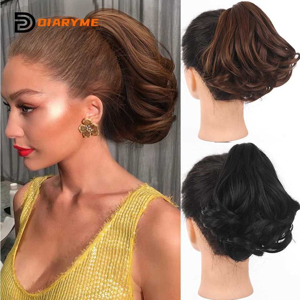 Synthetic curly Ponytail Hair Extension Short Curly Wave Ponytail Female Claw Clip Ponytail High Ponytail Wig Natural H W240817
