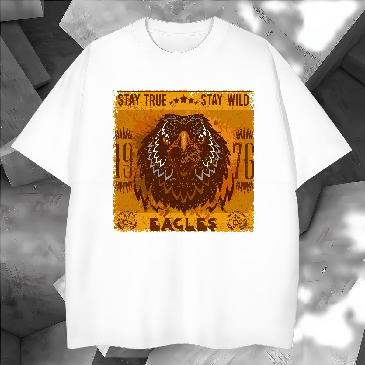 Cool Design T shirt eagle Crew Neck Casual DIY Printed 100% Cotton 230g Couples T Shirts Free Shipping Clothings