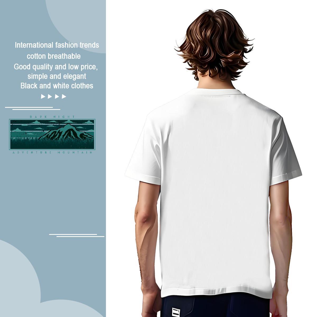 Designer mountains 230g Pure Cotton Men Tops Tees Hip Hop Street Short Sleeve O-Neck T Shirt For Man Customized Black White Top Tees