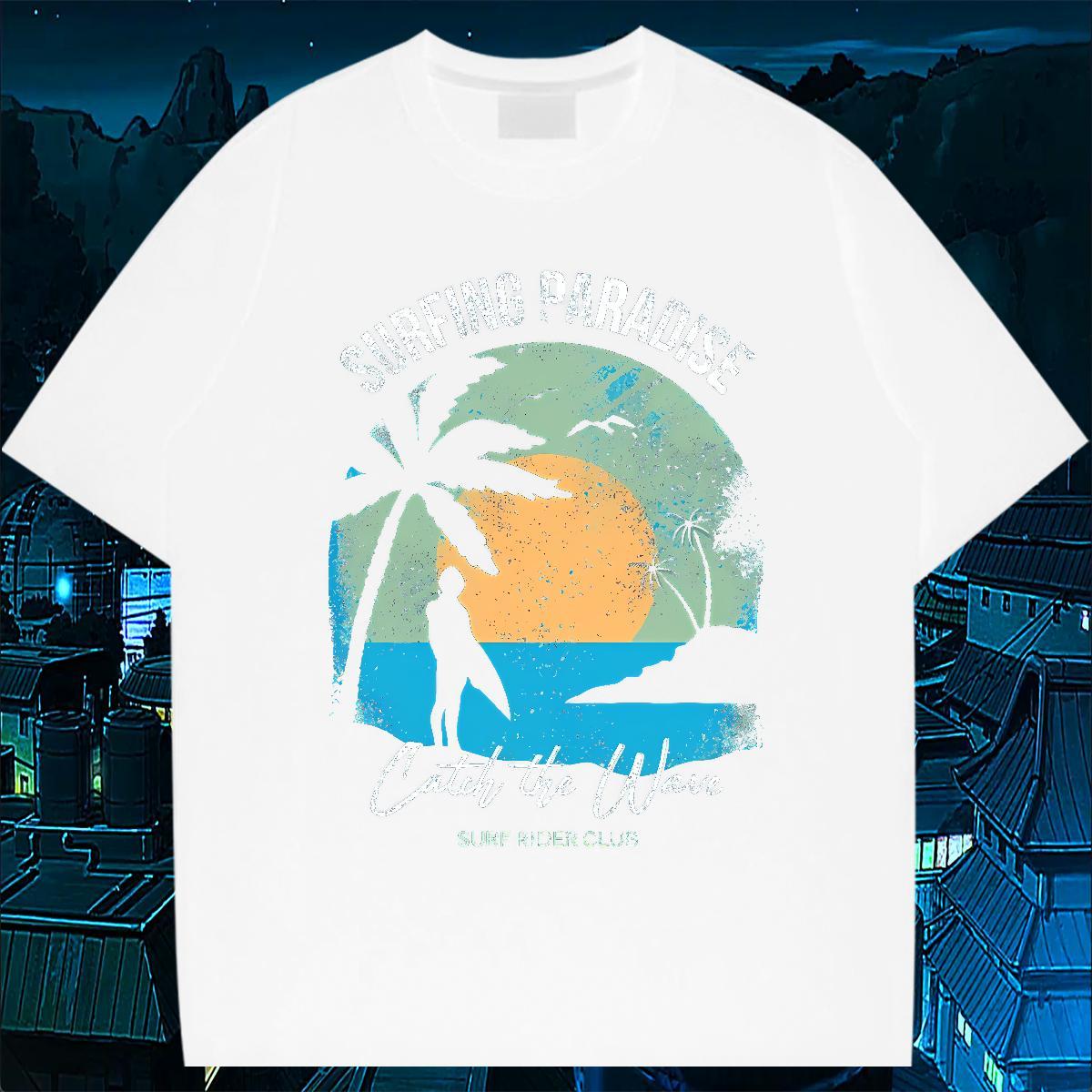 Loose tree 230g Cotton Couples T Shirts Street Wear O-Neck Short Sleeve T-Shirts Fashion Designer Custom Anime Tee Shirt