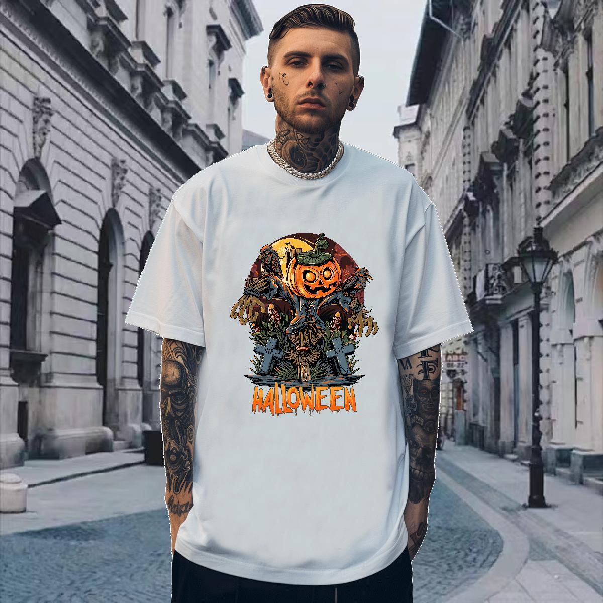 T-Shirts for Men 100% Cotton 230g scary Casual Beach Breathable Soft Custom Printed Couples T Shirts Customized Cool Wear