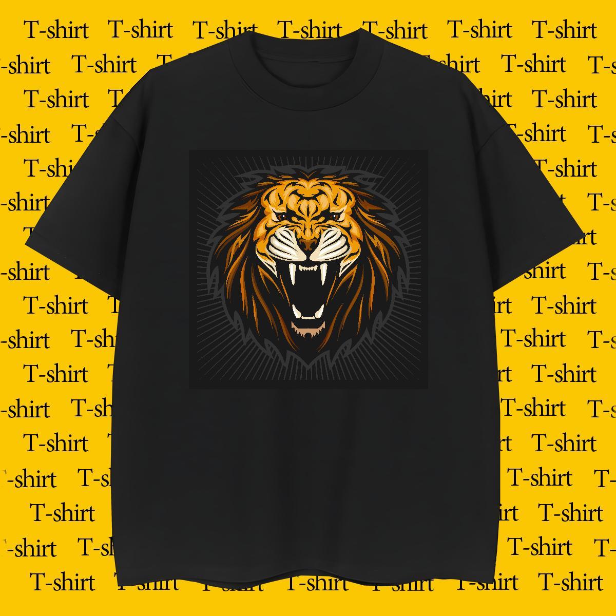 T Shirts Men 230g Pure Cotton lion Street Casual Crew Neck Breathable Oversized Men Tops Tees Fashion Design Comfortable Tee Shirt