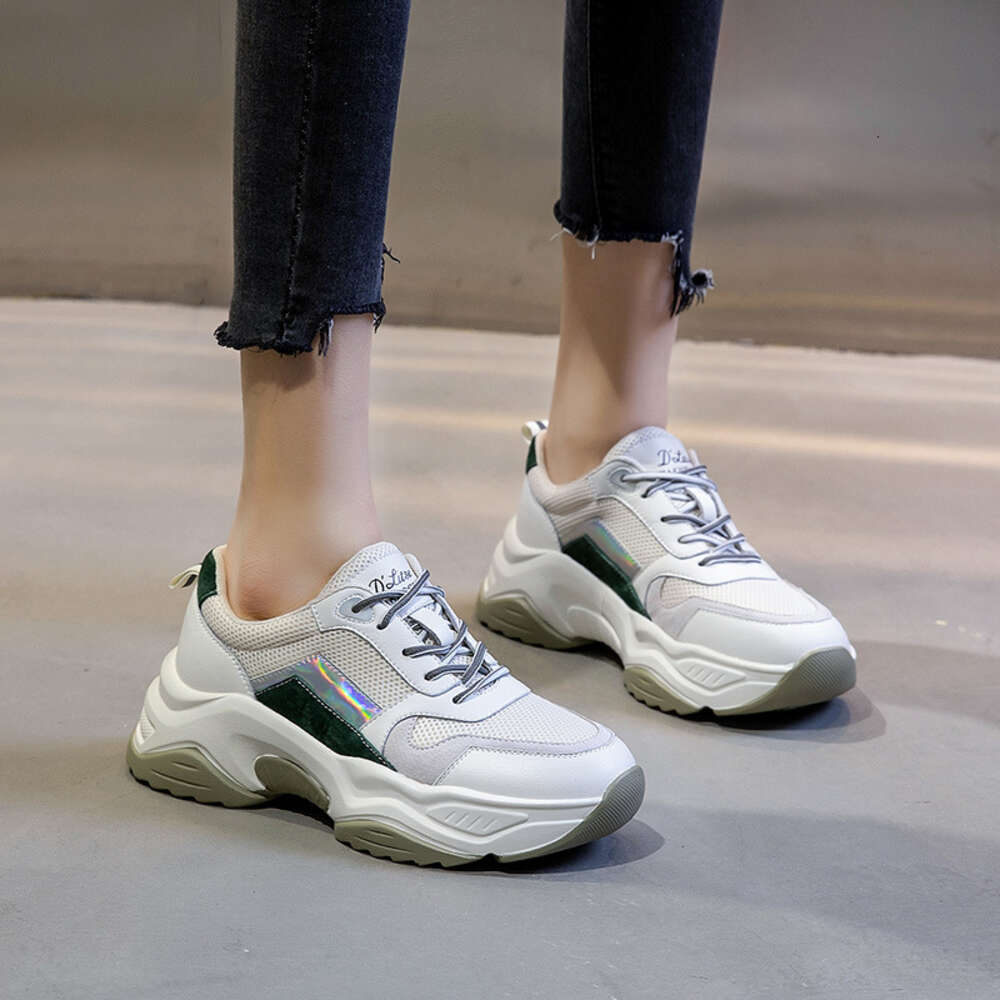 Ddmysports Genuine Leather Dad In Spring New Casual Shallow Mouth Sports With Thick Soles And Versatile Flat Bottomed Small White Shoes For Women OUTD