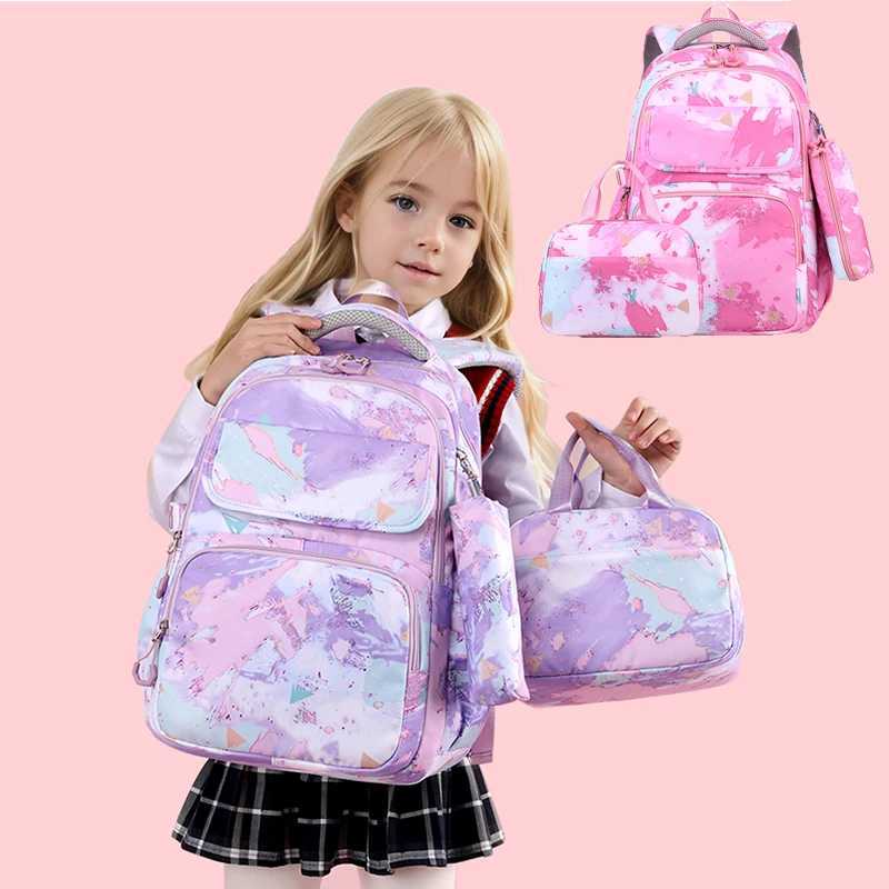 NEW School Backpack for Girls Teens Kids Elementary School 3 Pieces Lightweight Backpack with Lunch Bag and Pencil Case Y240820