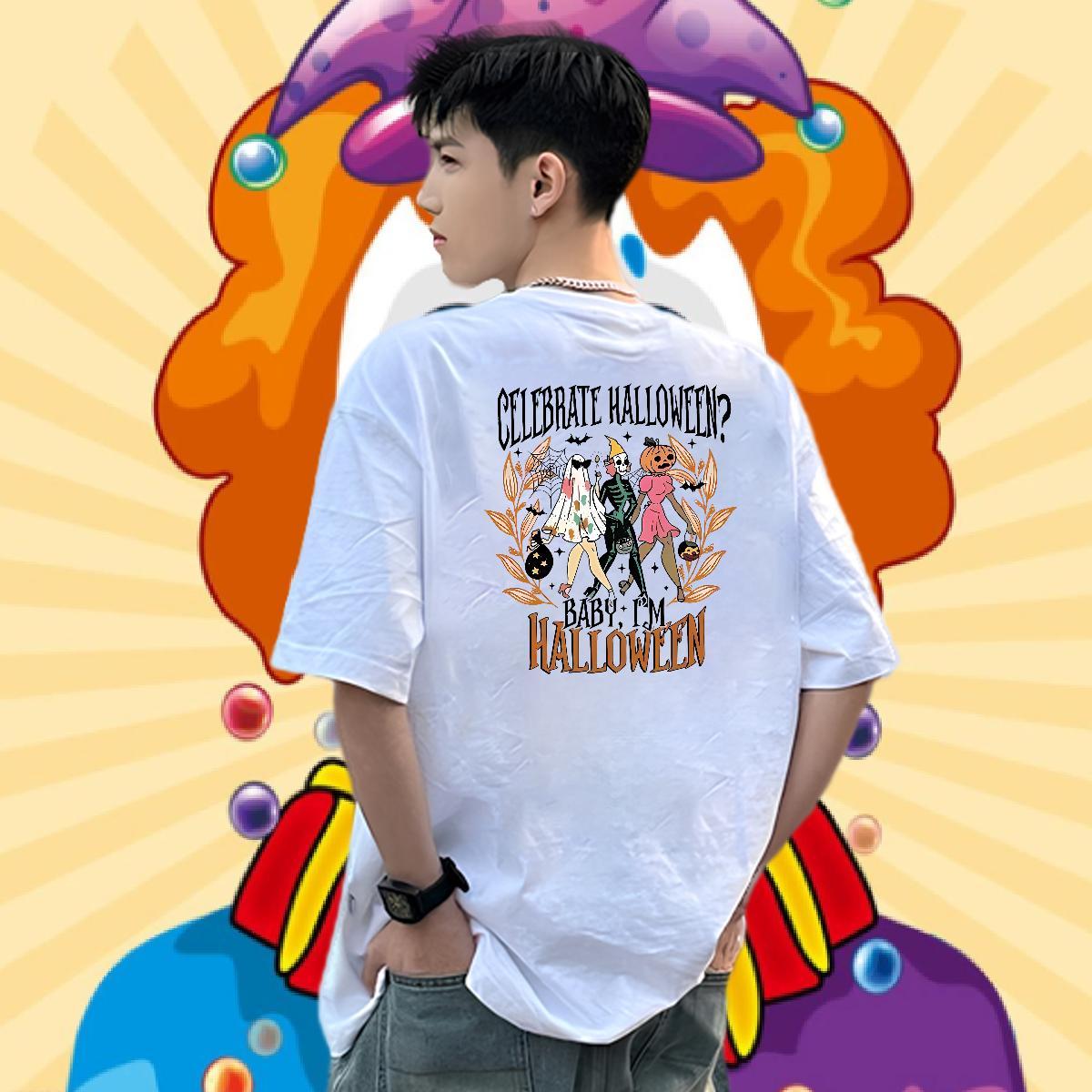 Factory Direct Tshirt for Man Woman halloween High Street Hip Hop 230g Cotton Tshirts Breathable Soft Wholesale Man T Shirts Customized