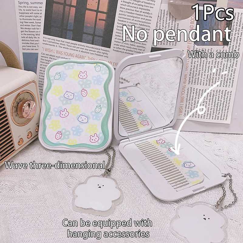 Pocket Makeup Mirror Mini Folding Kawaii Portable Travel Mirror Square Small Makeup Mirror With Comb Y240819