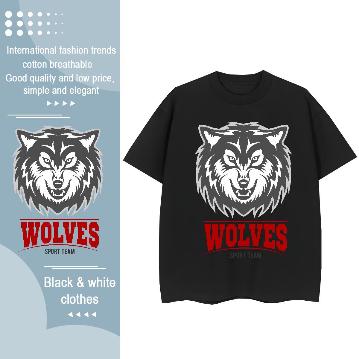 Designer T shirt wolf Breathable Short Sleeve Street Casual Cartoon Print 100% Cotton 230g Tshirts New Arrival Tops Tees