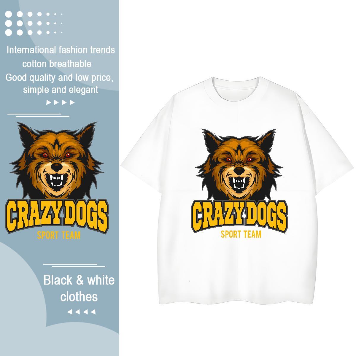 Designer T-Shirts crazy dog Breathable Short Sleeve Outdoor DIY Anime 230g 100% Cotton Tshirts New Tee Shirt