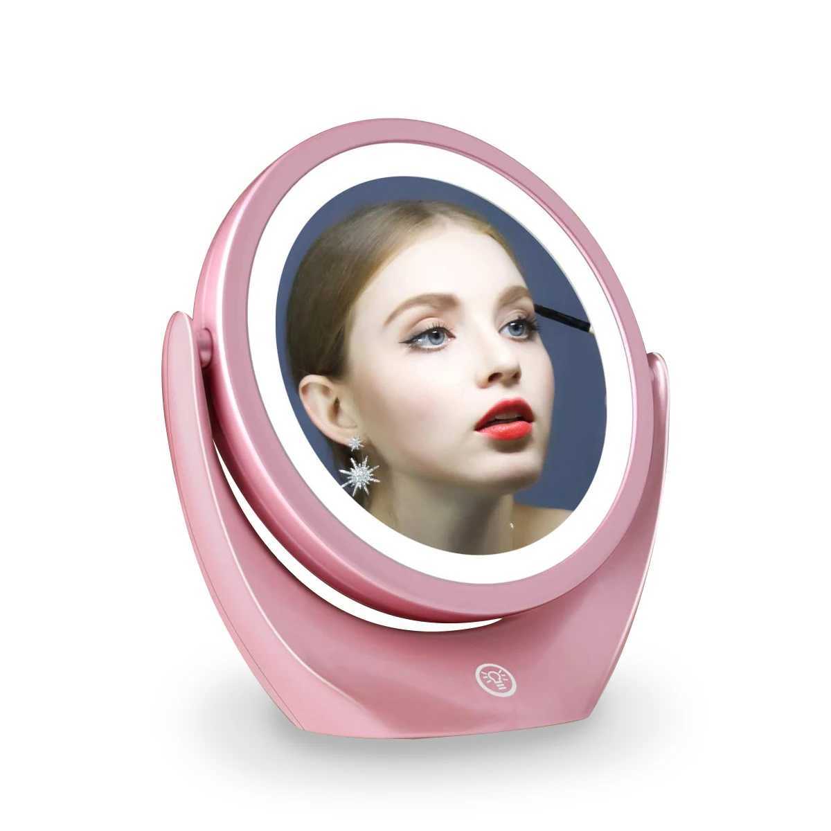 Lighted Makeup Mirror Rechargeable Double Sided Magnifying Mirror 1x/5x 360 Rotation Touch Screen Vanity Adjustable Cosmetic Y240819
