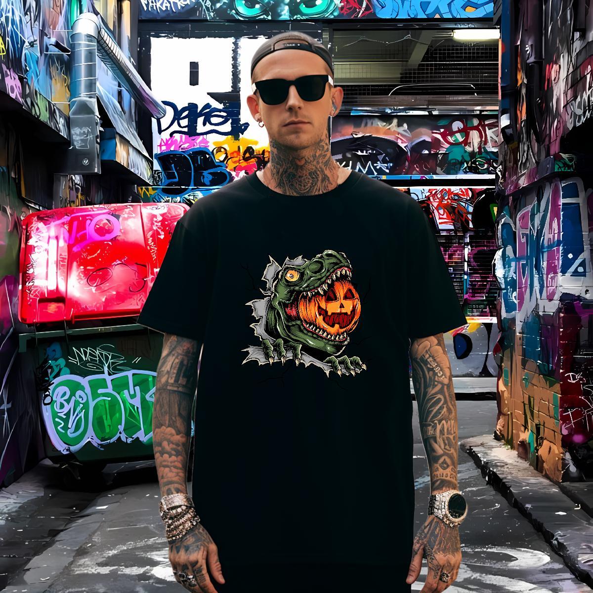 Classic T Shirts Men pumpkin Short Sleeve Soft Casual Daily Wear DIY Logo Oversized 230g Pure Cotton Tshirts Wholesale Tee Shirt