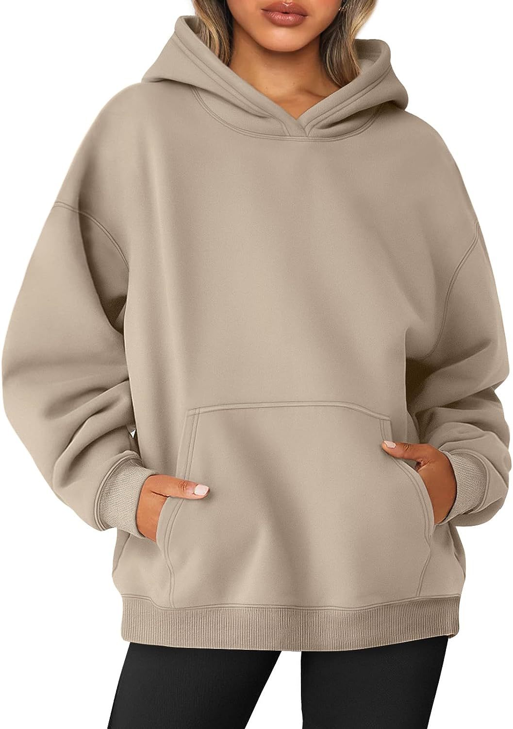 Casually Chic Women's Sweatshirt with Warm Knit Fabric Fashionable Solid Hue Sportswear
