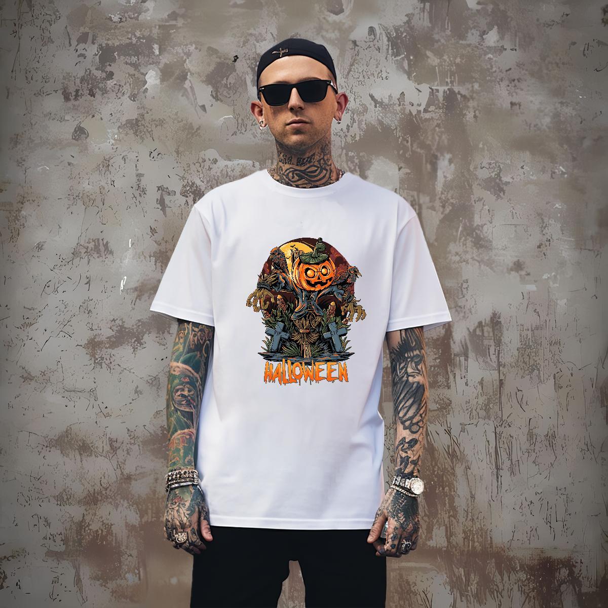 Soft Man T Shirts pumpkin Breathable Crew Neck Sport Customized Print 100% Cotton 230g Tshirts 2024 Summer Tee Shirt