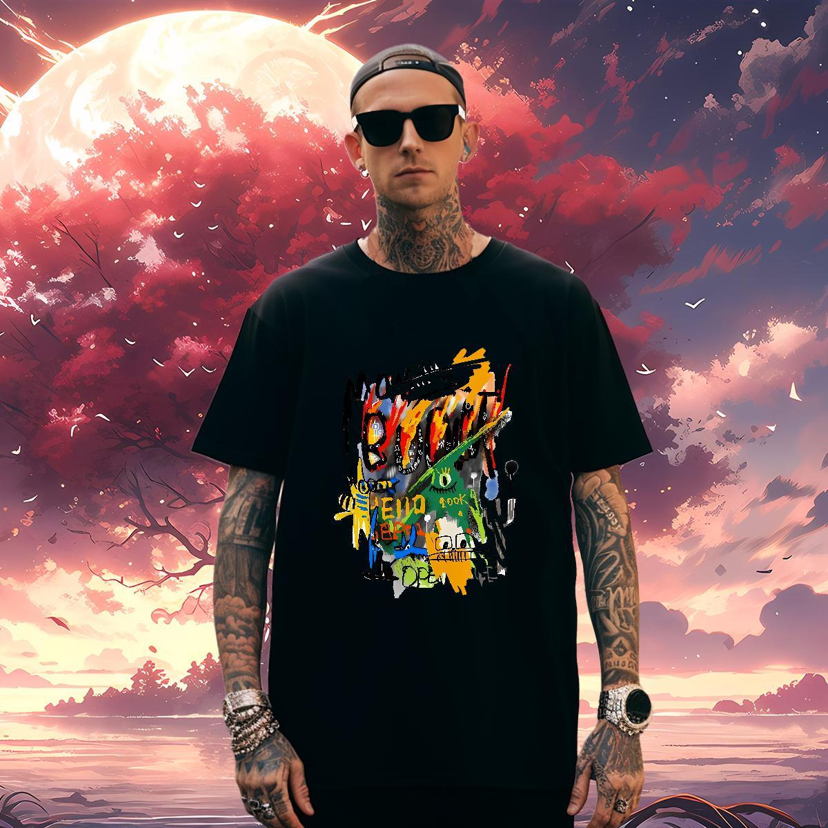 Men T Shirts 100% Cotton 230g cartoon Street Breathable Crew Neck Customized Men Clothes T-Shirt DIY Customized Brand Tshirts