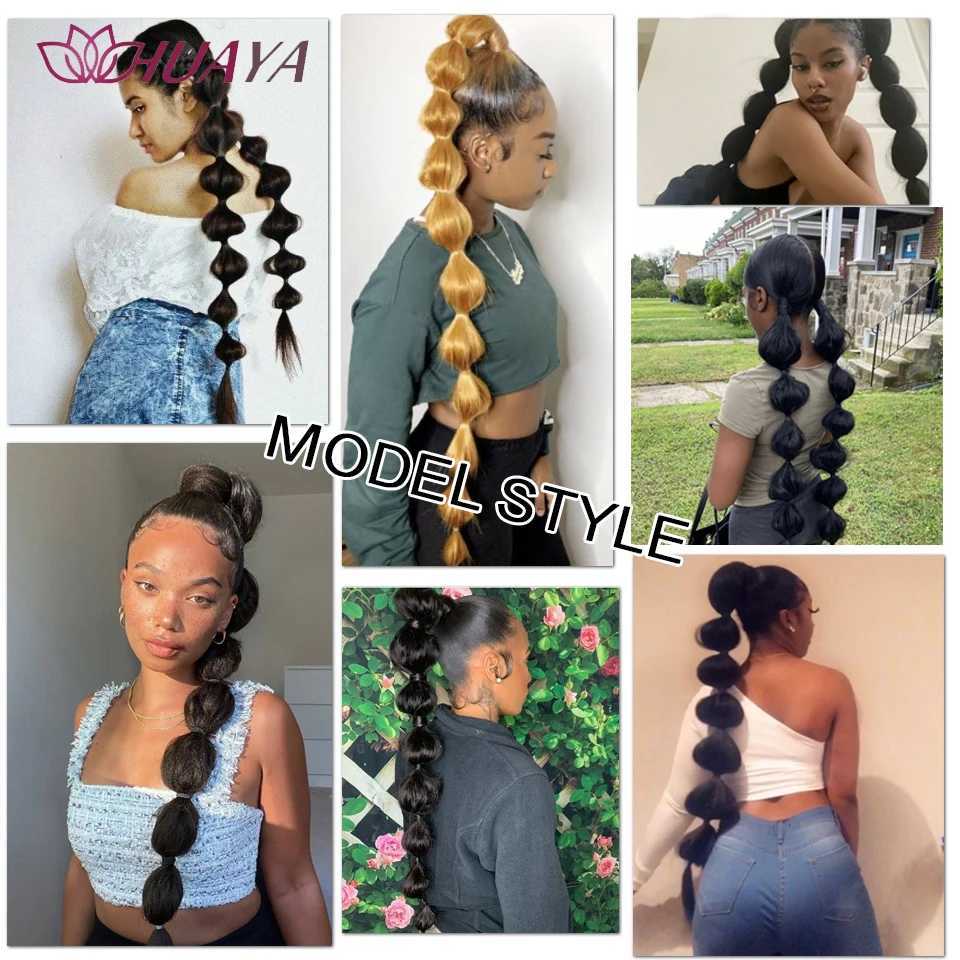 HUAYA Bubble Braided Bubble Ponytail 30 inch Packaging Wig Ponytail Synthetic Fiber High Temperature Silk Hair W240817