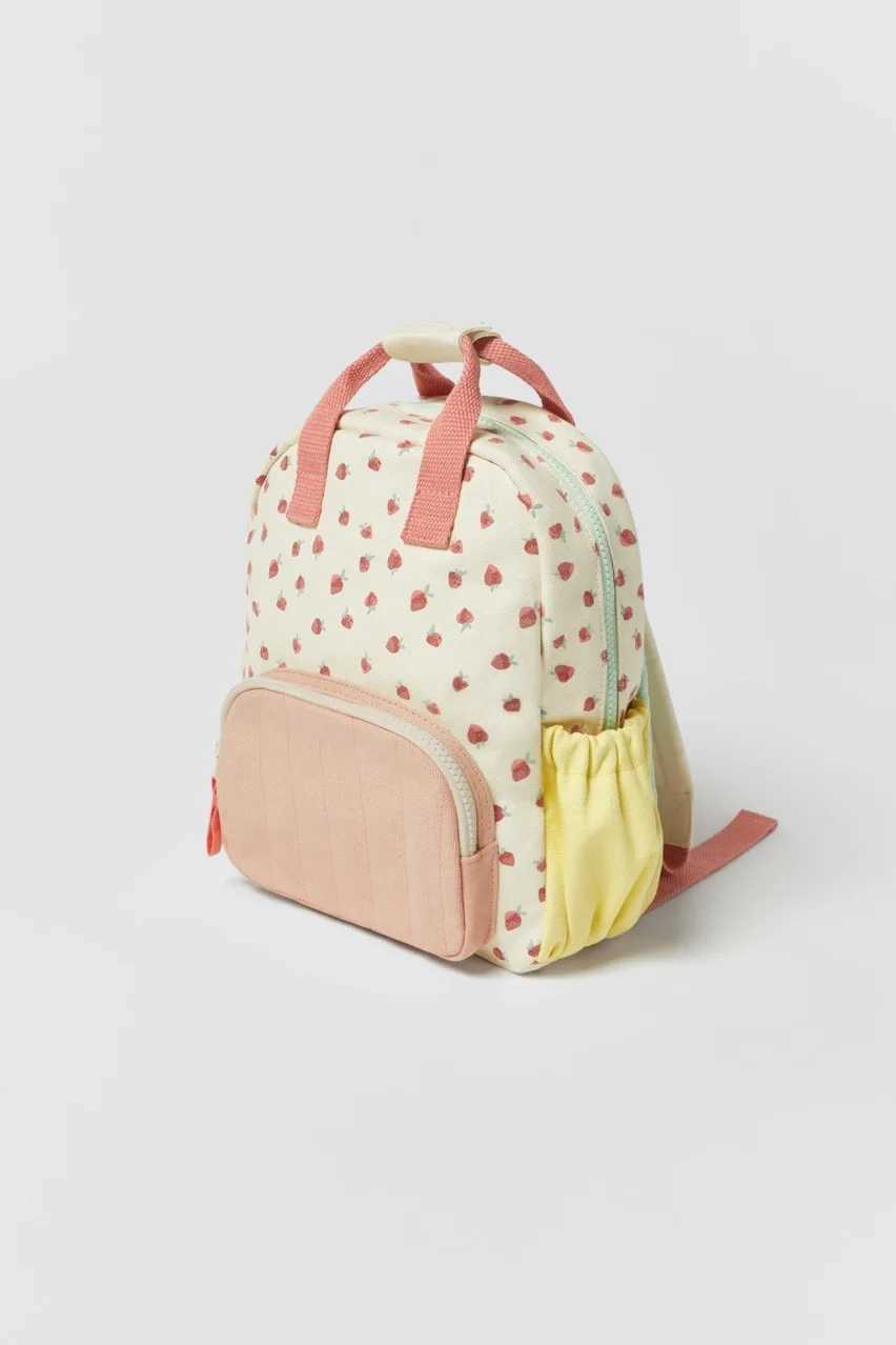 Z New Childrens Bag Baby Strawberry Print Womens Backpack Schoolbag Y240820