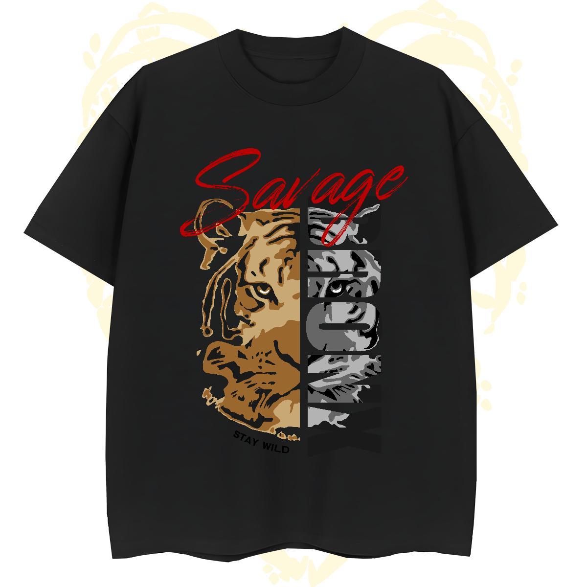 TOP Quality T-Shirts tiger Round Neck Short Sleeve Daily Wear Skull 100% Cotton 230g Men Clothes T-Shirt Classic Tops