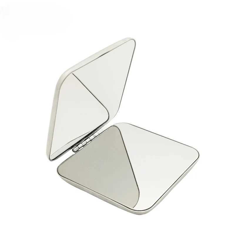 1pc Portable Women Stainless Steel Makeup Mirror Hand Pocket Folded-Side Cosmetic Make Up Mirror Small Various Shapes Y240819