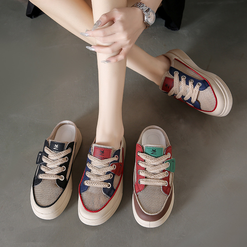 Ddmysports Summer New Instagram Korean Edition Open Mesh Ollow Small White For Female Students Versatile Casual Alf Slippers Women S Shoes Trend Q OUT