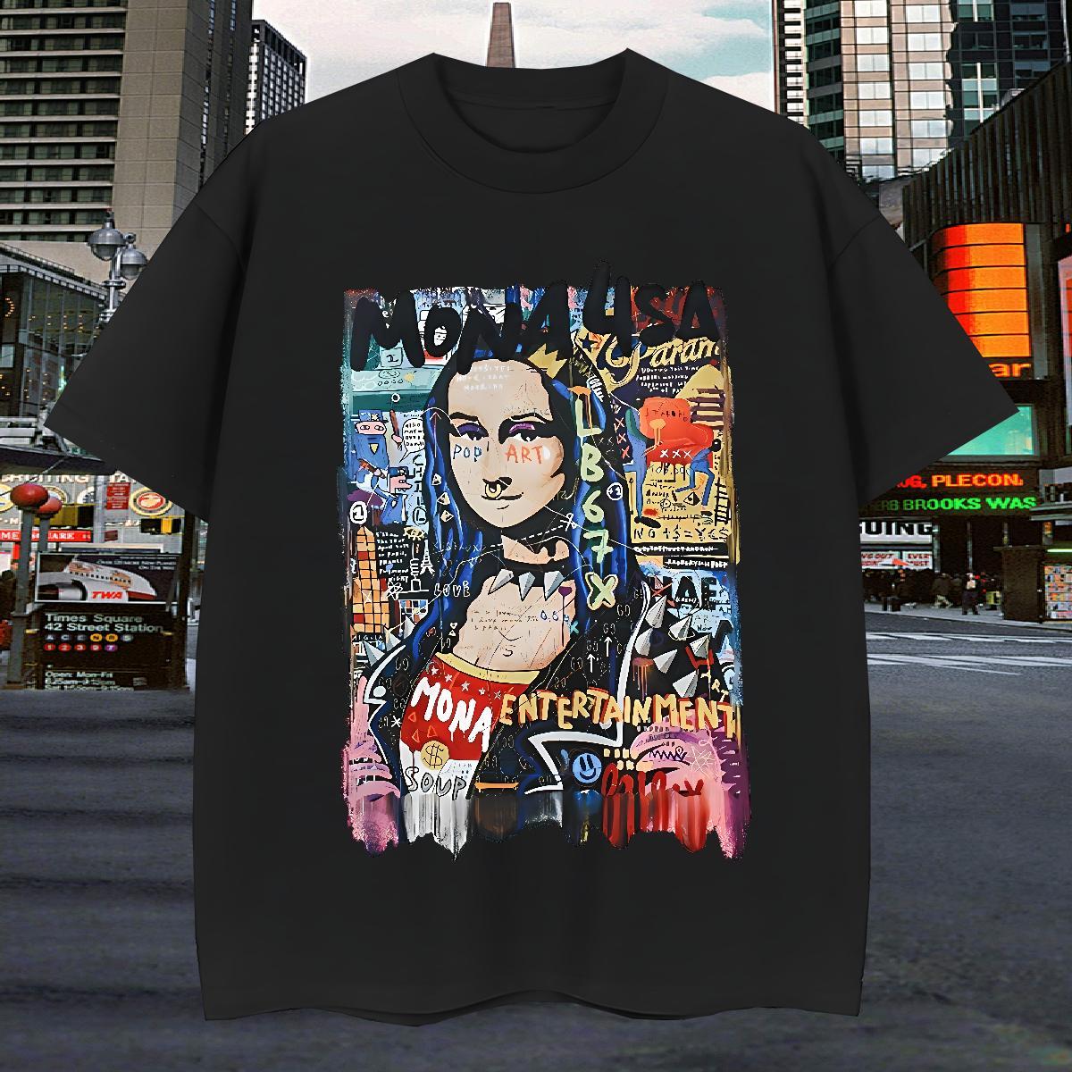 Men T Shirts 230g Cotton Mona Lisa Sport Breathable Short Sleeve Anime Men Tops Tees 2024 Comfortable Clothes