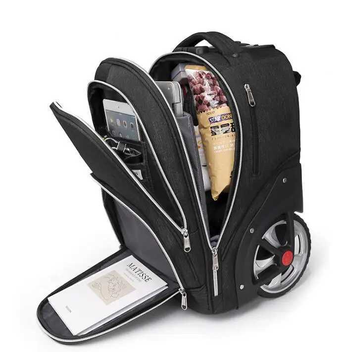 18 Inch large wheels school trolley backpack bag for teen school wheeled backpack bag with trolley trave rolling luggage Bag Y240820