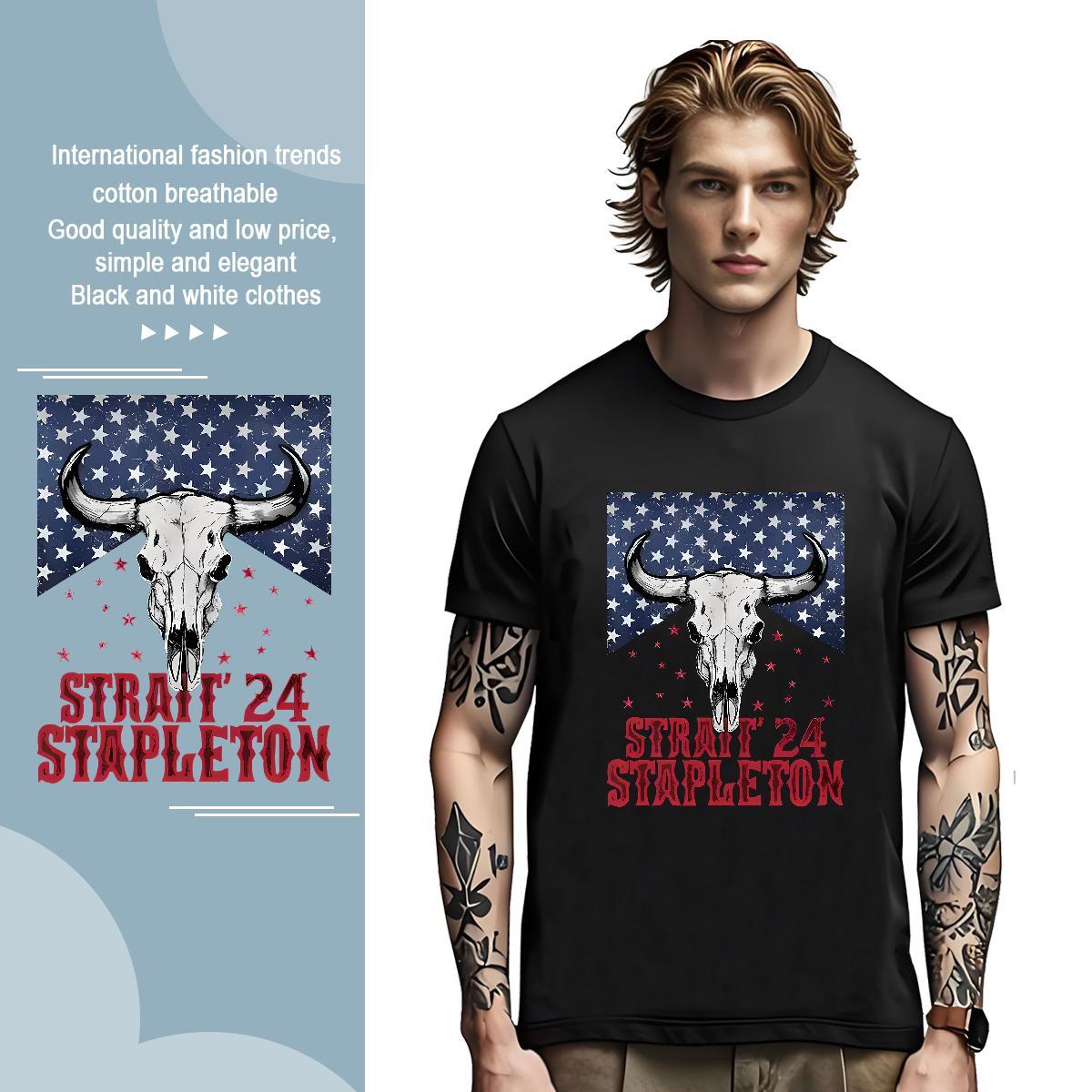 Loose Fit Men T Shirts straif 24 stapleton Breathable Soft Home Outdoor Black Oversized 100% Cotton 230g Tshirt for Man Woman DIY Tops